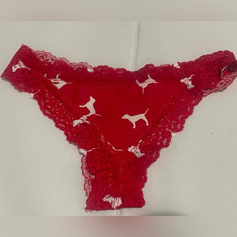 NEW Victoria Secret PINK RED & White Xs low rise thong